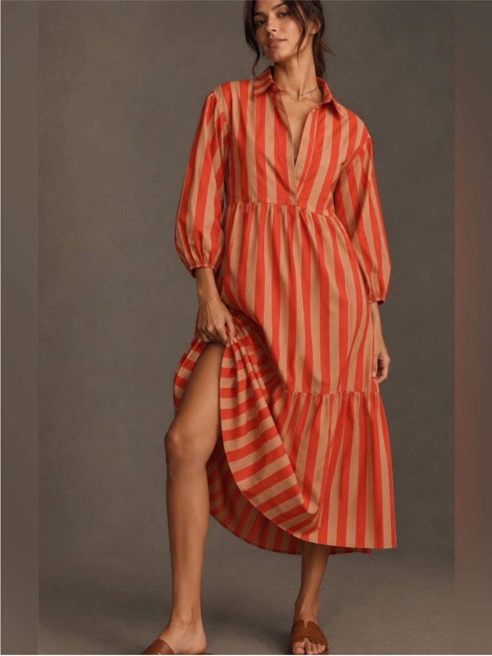 Anthropologie | Maeve | Bettina | tiered | striped | 100% cotton | shirt | dress